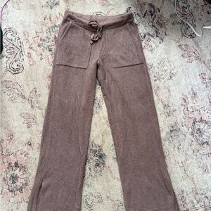 Barefoot Dreams Cozychic Lite Knit Pants - Mauve/Brown